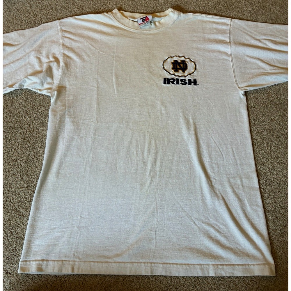 Team Edition Notre Dame Fighting Irish White Shirt Mens Size L vintage